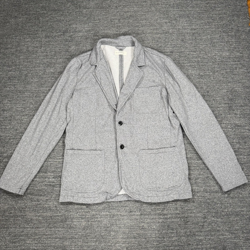 Lucky Brand Knit Blazer Men XL Gray Cotton Vented Office Workwear Casual Travel